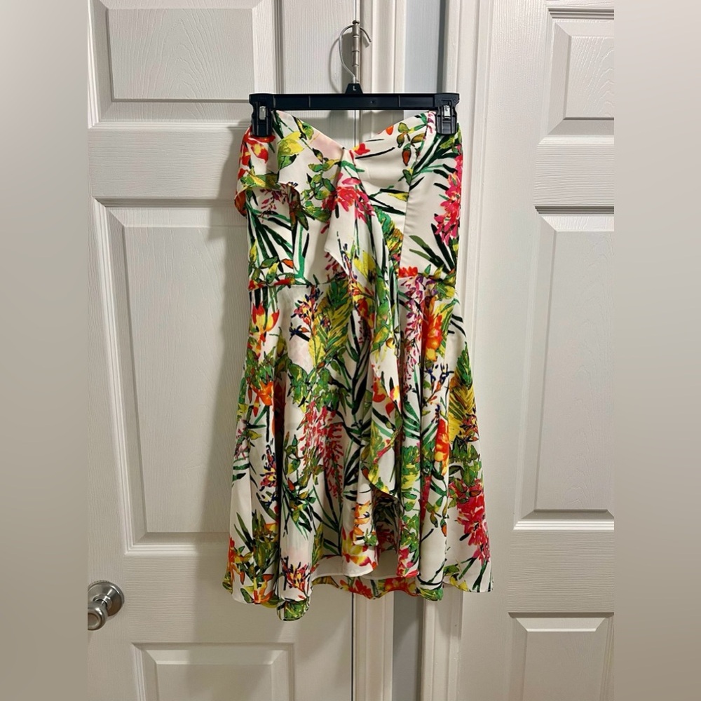 Adelyn Rae Floral Strapless Dress, size small